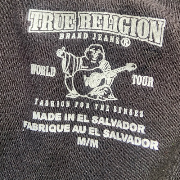 Women’s True Religion V Neck Tee Shirt Happy Buddha Guitar Graphic‎ Size Medium - Picture 6 of 6